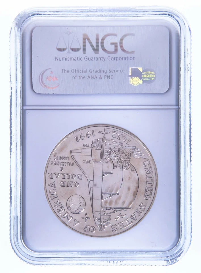 1992-D Columbus Commemorative Silver Graded by NGC as MS-69 - Image 2 of 4