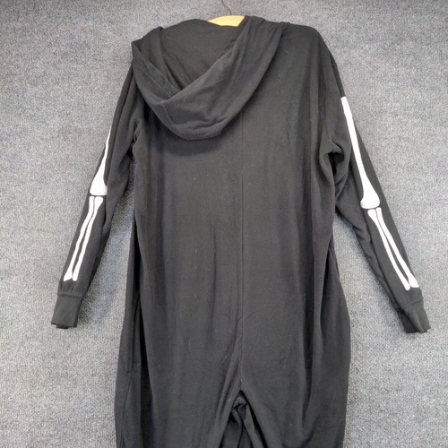 Halloween Skeleton Costume One Piece Bodysuit Size XL Black Womens Hooded - Picture 7 of 12
