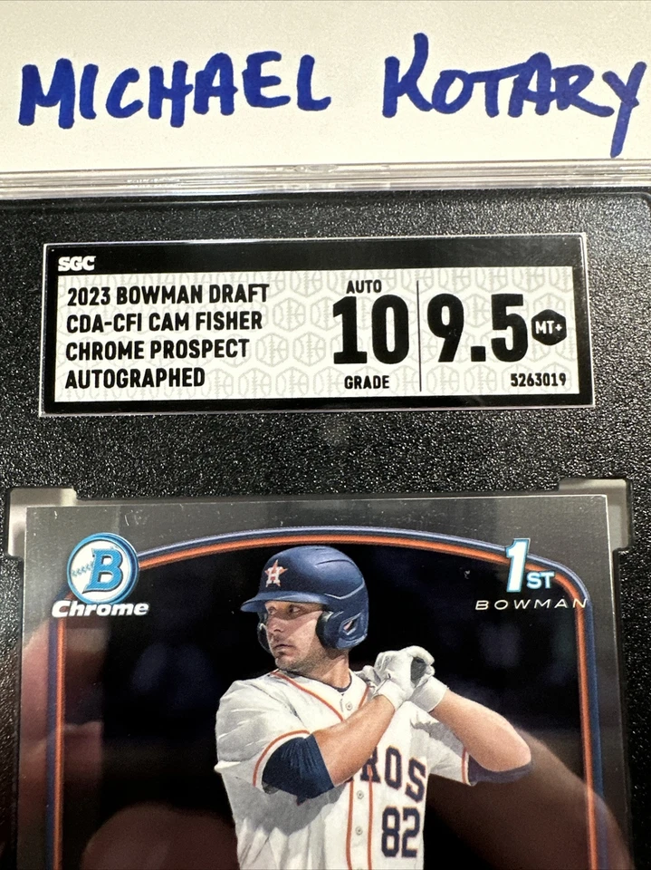 CAM FISHER 2023 BOWMAN CHROME DRAFT AUTO SGC 10/9.5 Astros 1st Cda-cfi  - Image 2 of 2