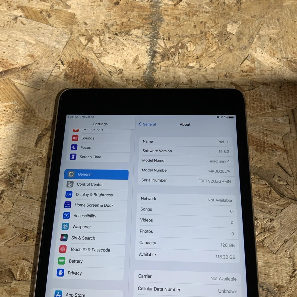 APPLE IPAD MINI 4TH GEN | Unlocked/MK8D2LL/A | 7.9" | 128GB | GRAY-v good H650 - Image 2 of 4