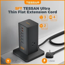 Earphone with Surge Protector USB Charging Station 30W 9-in-1 USB C Charger