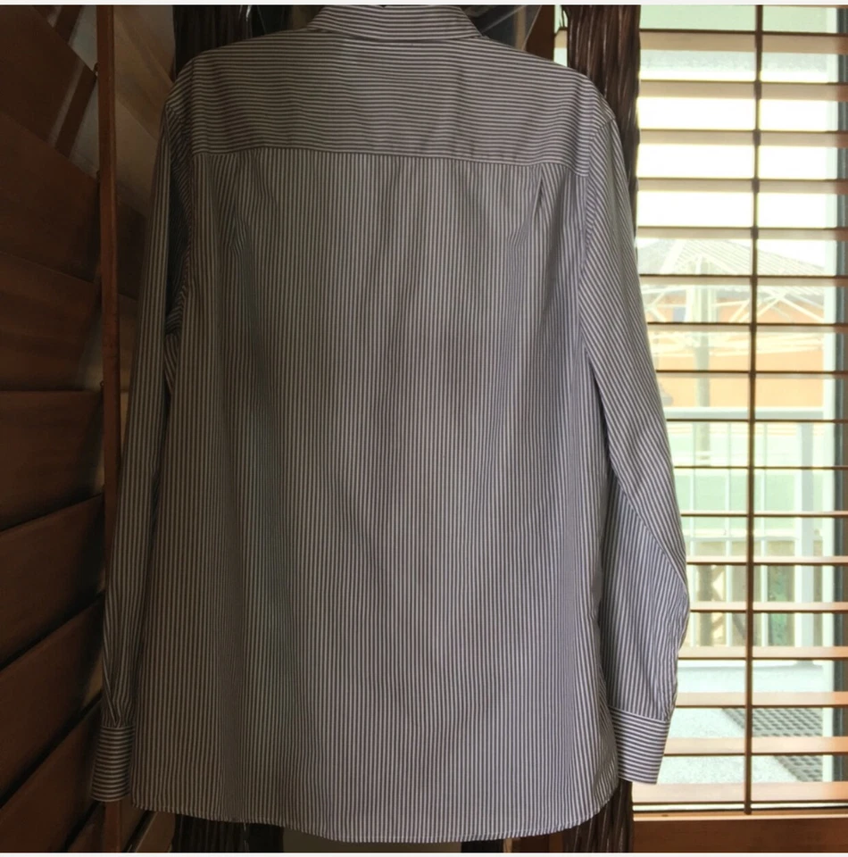 Axist Mens Gray/White  Striped Button Down Dress Shirt Size L - Image 3 of 4