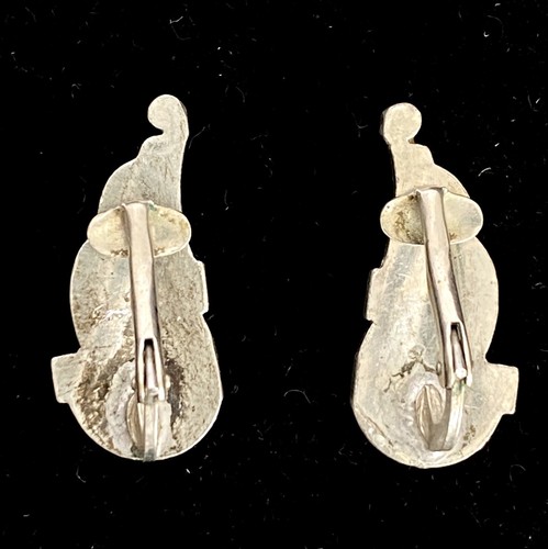 c1910 Art Nouveau Earrings Rhinestone Studded Silver Tone Antique Clip-On - Picture 3 of 5