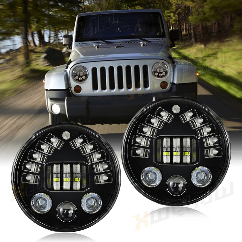 Faros LED redondos de 7" halo blanco 2 piezas aptos para Ford Falcon sedán entrega 1961-1965 Foto 2 de 4