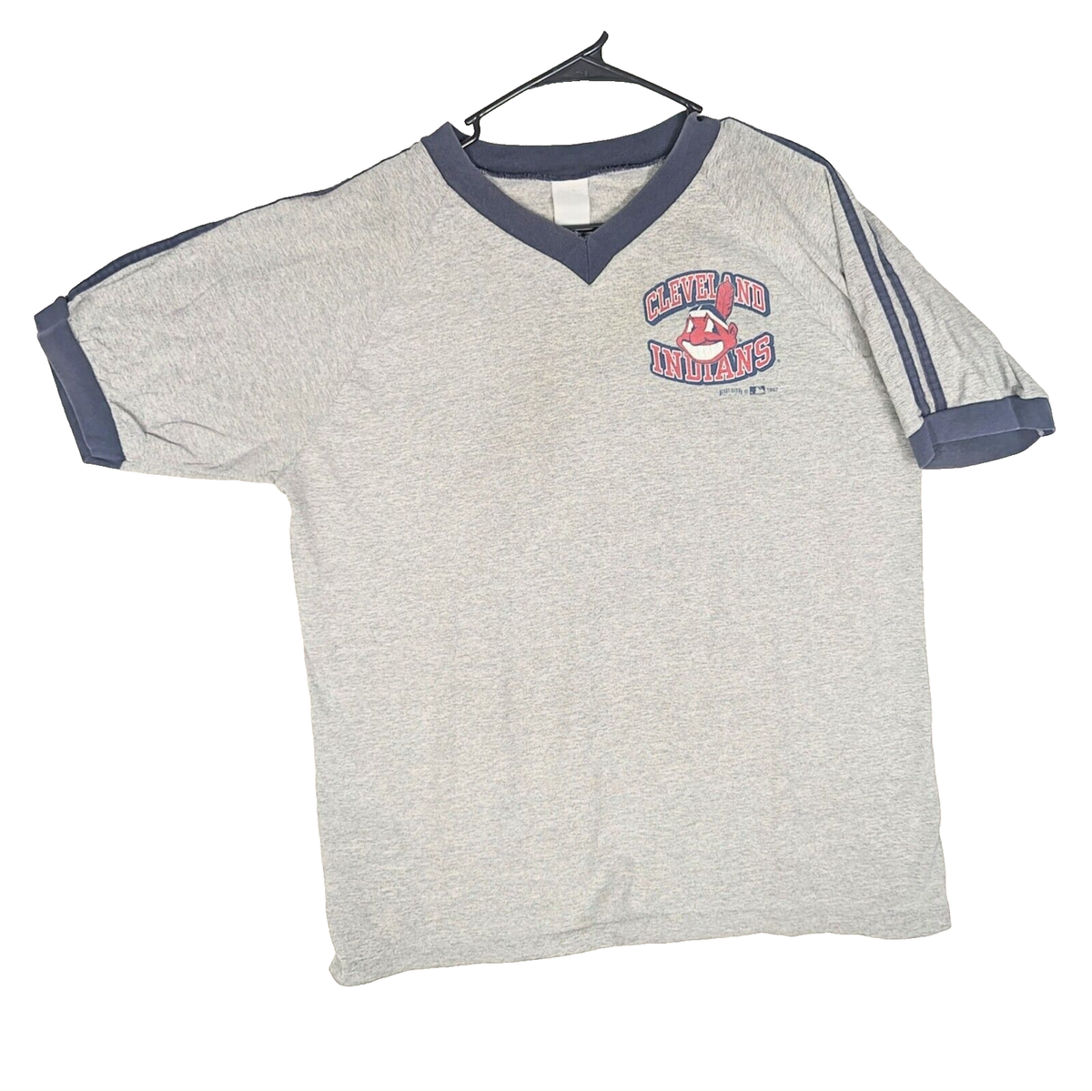 Vintage Cleveland Indians V-neck TShirt '94' Ringer Henry Aaron