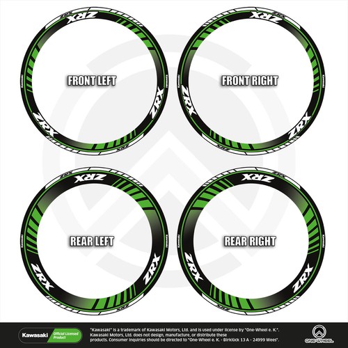 Kawasaki ZRX Felgenaufkleber Techno Premium Motorrad Felgenrandaufkleber - Picture 4 of 6