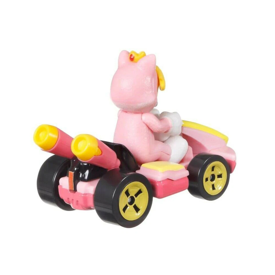 NEW Mattel GRN13 Hot Wheels 1:64 Mario Kart CAT PEACH Standard Kart DieCast Car - Image 3 of 3