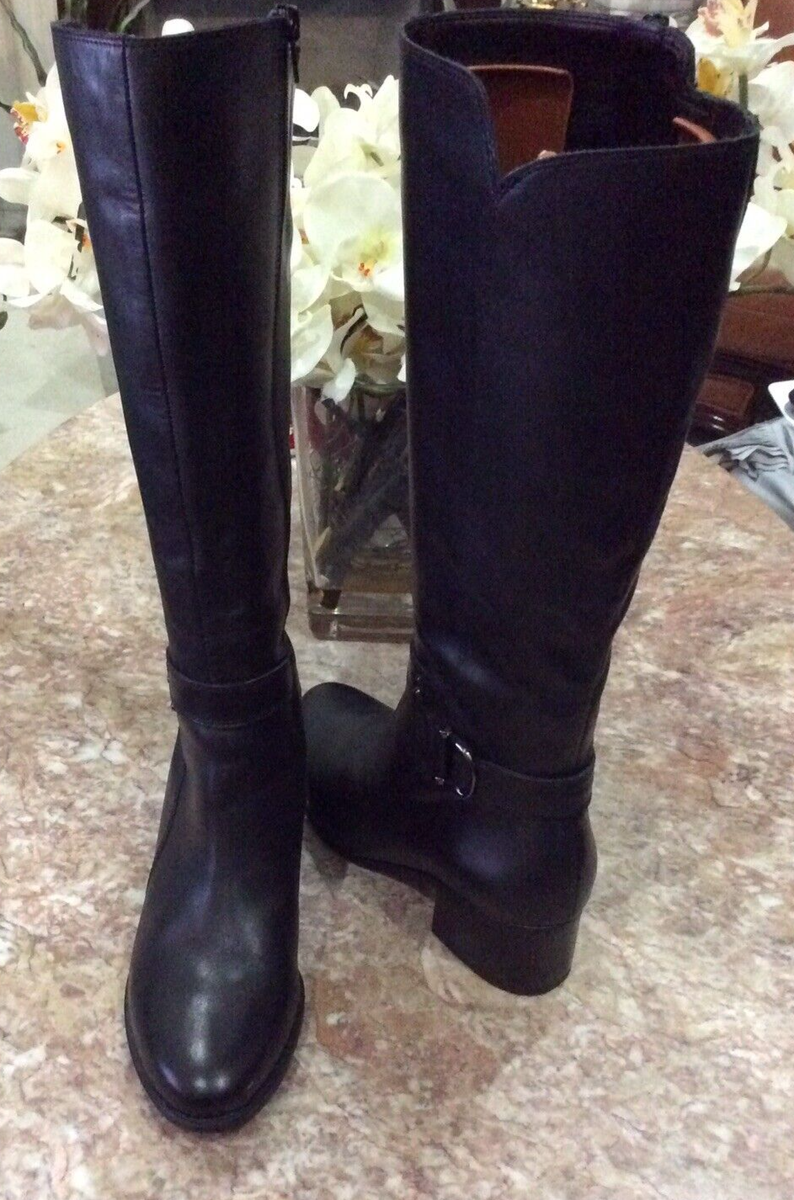 New Naturalizer KOKA Womens Black Leather Knee High Boots With Zipper Size