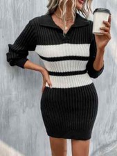 Striped Pattern Sweater Dress. Code/377