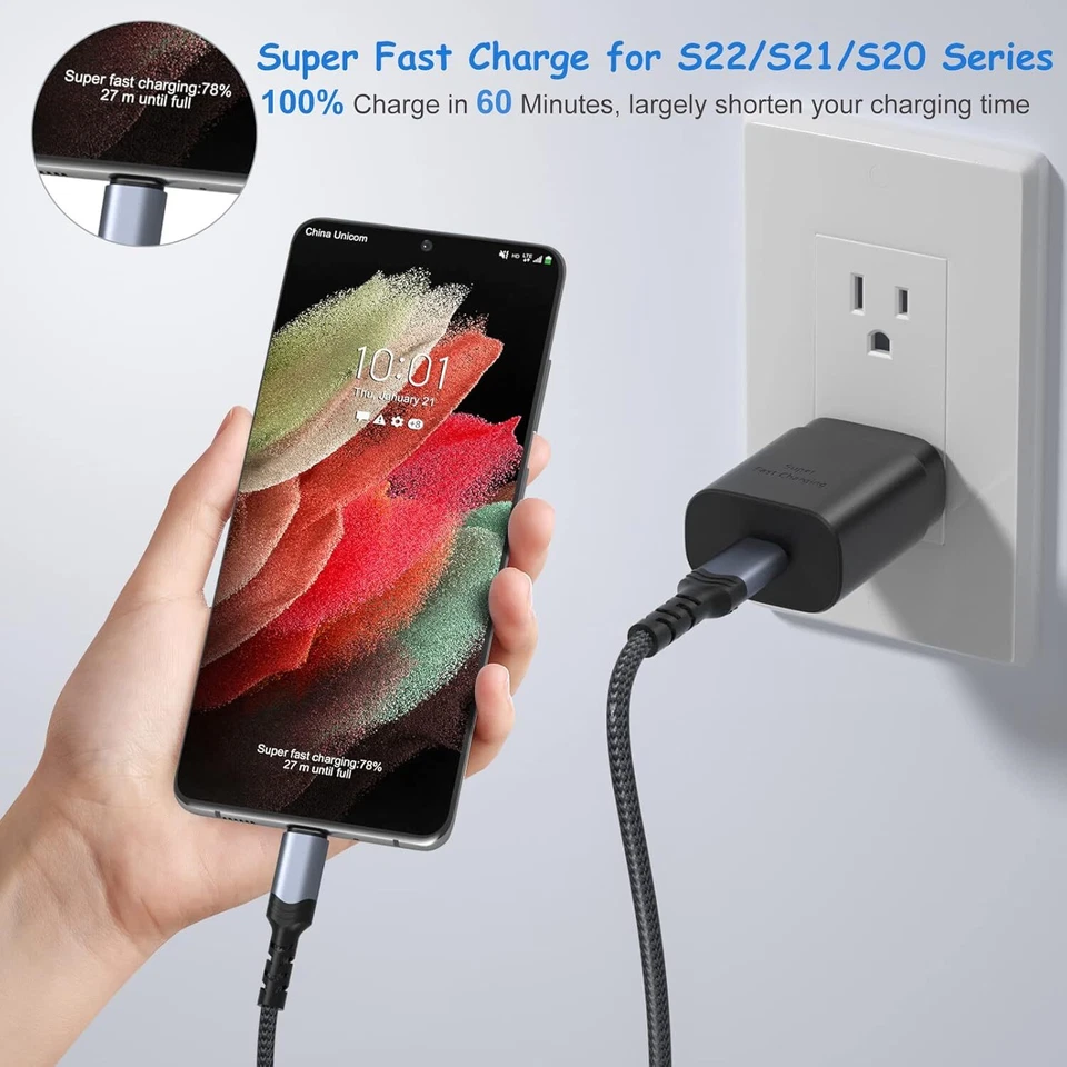 25W USB C Fast Wall Charger Type C Charger Block Samsung Galaxy S23/22/21/20 lot - Image 3 of 4