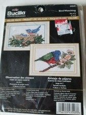 "BIRD WATCHING" cross stitch kit  BY BUCILLA- BLUEBIRD AND INDIGO BUNTING-NEW