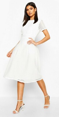 boohoo white midi dress