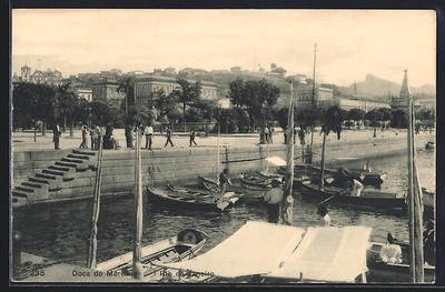 Ansichtskarte Rio de Janeiro, Doca do Antigo Mercado, Boote 