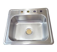 Gourmetier GKTS25228 Drop-in Single Bowl Kitchen Sink, Brushed