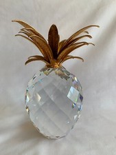 Swarovski GIANT Crystal  Pineapple with Gold Leaves 9.25