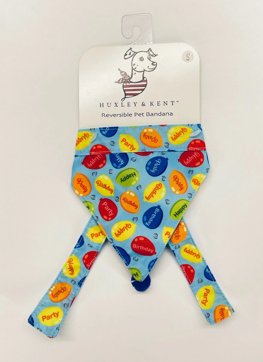 Dog Bandana Birthday Size Small Reversible Blue Huxley & Kent Pet  
