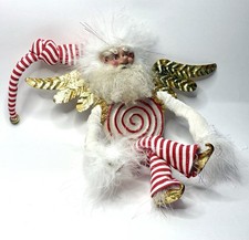 Mark Roberts Candy Cane Christmas Santa Fairy Red Striped Posable Figurine 12”