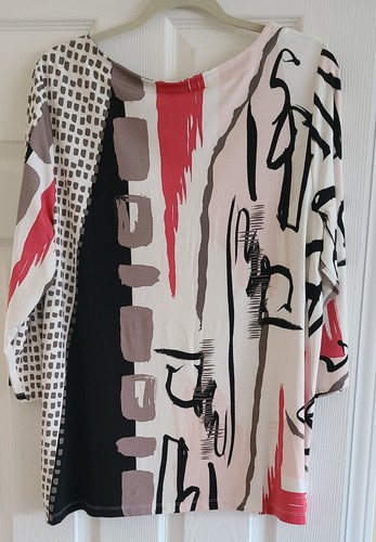 CHICO'S Blouse Women's Size 3 / XL Geometric Artsy Top - Picture 2 of 4