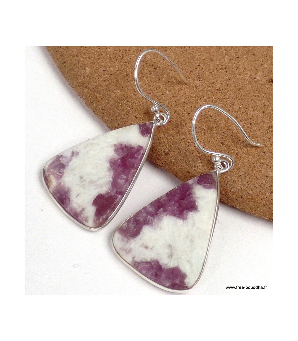 Boucles d'oreilles Tourmaline rose YM45 anti-allergie en Quartz goutte légères pour peaux sensibles