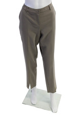 St. John Womens Flat Front Straight Leg Ankle Slit Trousers Taupe Size 6