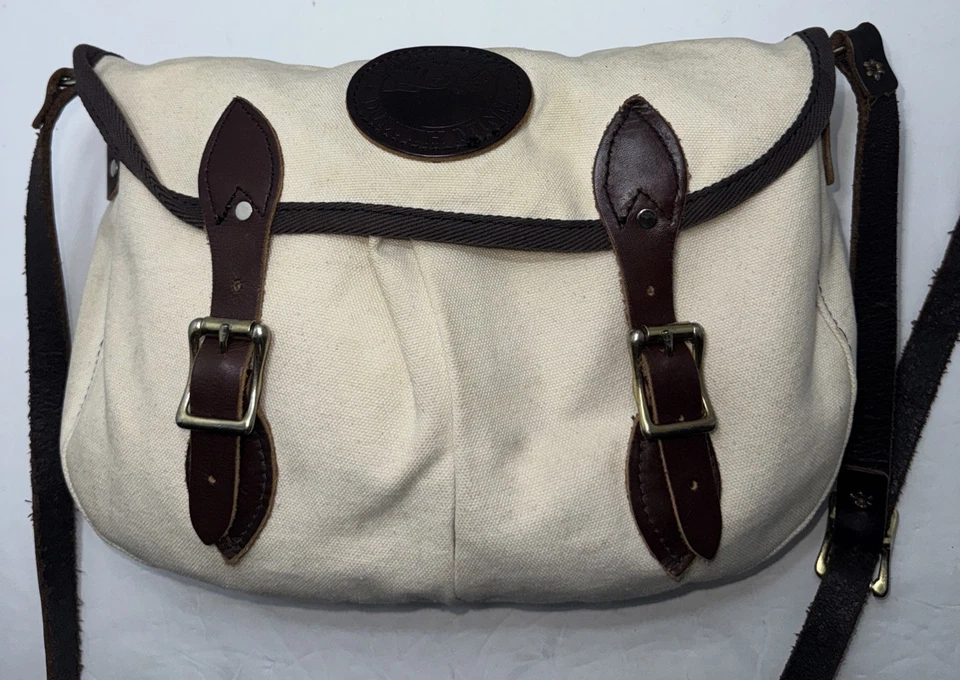 Duluth Pack Grande Doble Carcasa Bolso Cartera Cuero Lona Bandolera Blanco Foto 4 de 4