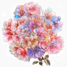 Sparkly Flower Stickers - 30 Pcs Clear PET Glitter Nature Plant Floral Stickers