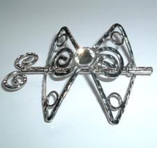 HAMMERED SILVER JEWELED PONYTAIL BUN HOLDER WITH PIN