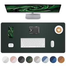Leather Desk Pad Protector, Green Office Mat, Non-Slip PU Leather Blotter, La...