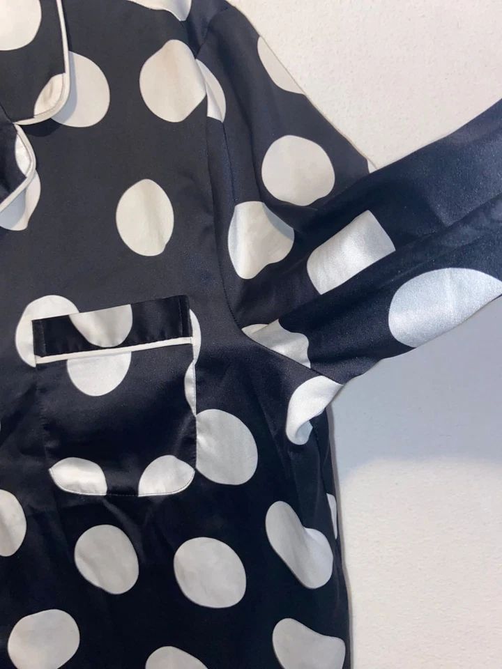 Victoria's Secret Talla L Negro Blanco Lunares Manga Larga Conjunto Ligero Foto 4 de 4