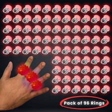 96X Red LED Flashing Jelly Bumpy Light Up Rings  Party Favors  Glow Rings