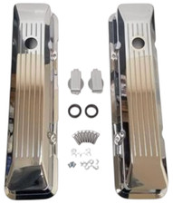 1958-86 Small Block Chevy Tall Chrome Aluminum Ball Milled Valve Covers Return 1958-86 Small Block Chevy Tall Chrome Aluminum Ball Milled Valve Covers Return