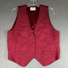 Vtg Pendleton Suit Vest Womens 14 Red 100 Virgin Wool Lined Made In USA Flaw