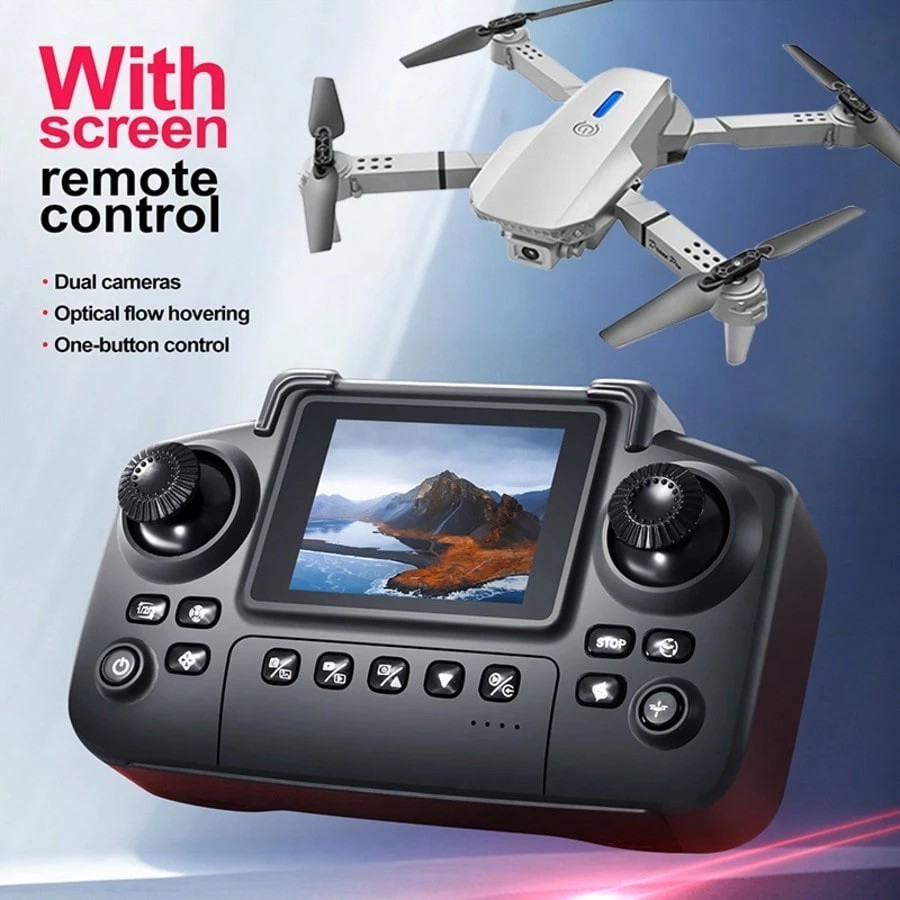 Drone w/ Screen Remote Control Dual Camera Beginner Quadcopter Portable Travel