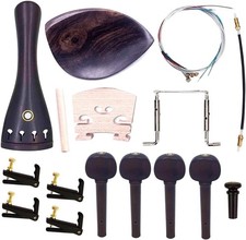 4/4 Full Size Violin Accessories Kit Bridge, Tailpiece, size, Dark Brown