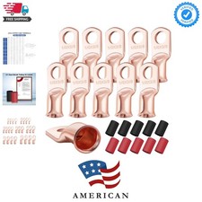 10PCS 1/0 AWG-3/8 Heavy Duty Battery Lugs with 3:1 Heat Shrink TubingUL Liste...