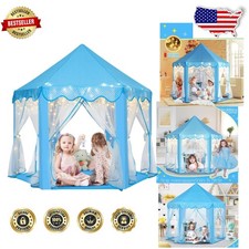 Princess Castle Tent Large Kids Play House Star Lights 55" Indoor Outdoor