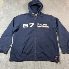 Vintage Polo Jeans Co Ralph Lauren Hoodie Mens Medium Navy Blue 67 Full Zip