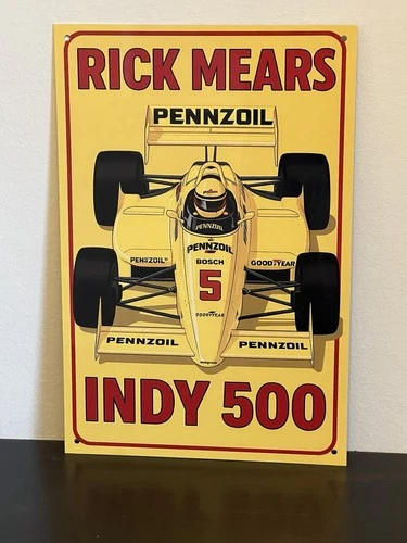 Hi Gloss! Rick Mears Indy 500 1988 Race Car Vintage Style Metal sign