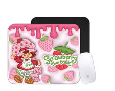 Retro Strawberry Girl Cartoon Mouse Pad Gift  Vintage Cute Desk Mat
