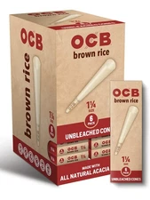 Brown Rice Unbleached Pre-Rolled Rolling Paper Cones 1¼ Size (84mm) Size - 6 ...