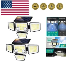 Solar Outdoor Lights - 3000LM 188 LED Motion Sensor Outdoor Lights, 4 Heads S...