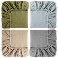 4 Pcs 24x38 Inch Elegant Colors Muslin Mini Crib Sheets Cozy Cotton Fitted Pack