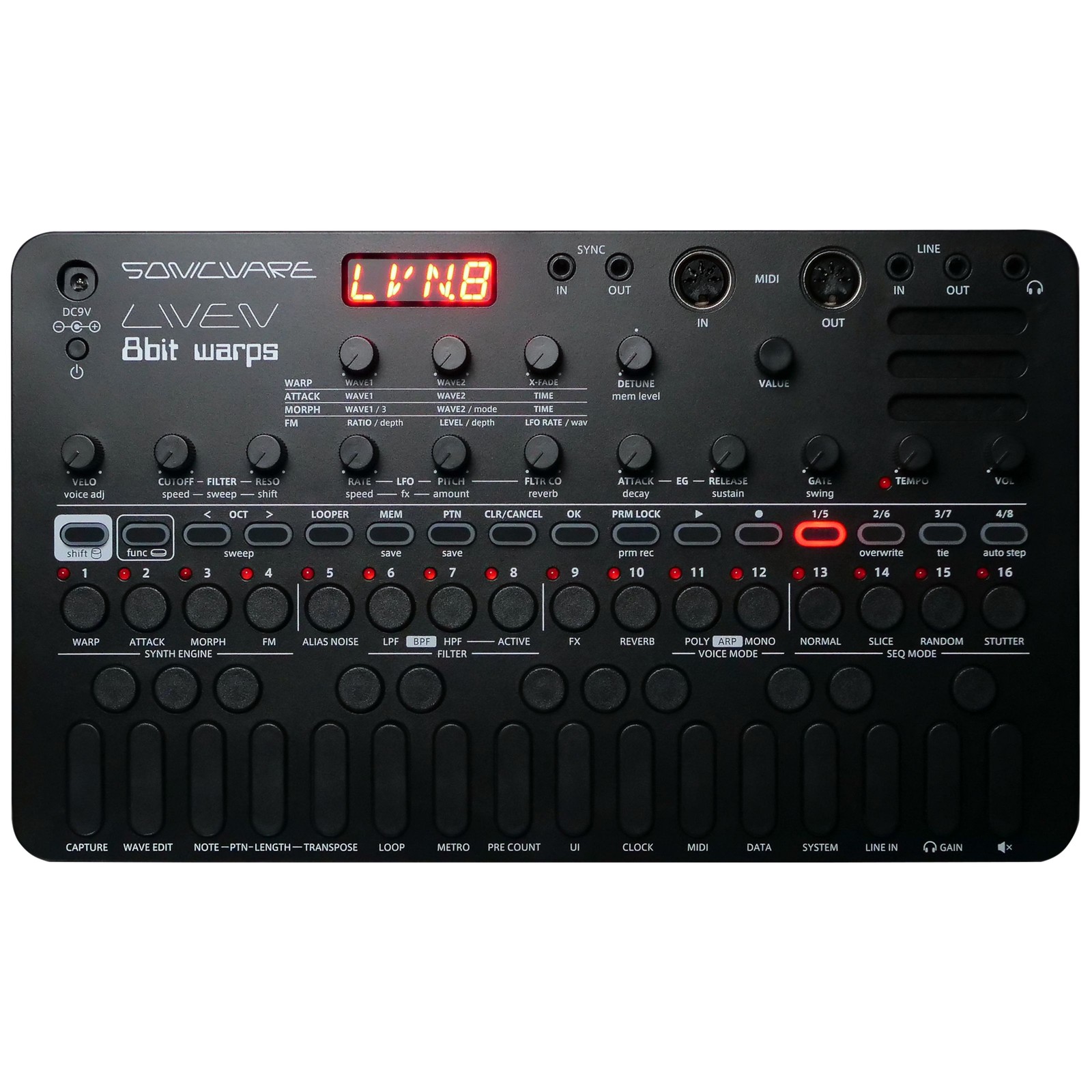 Sonicware LIVEN 8bit warps Black Edition - Цифровой синтезатор
