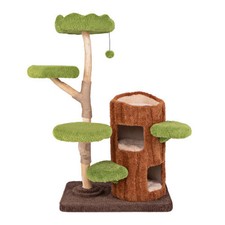 Multi-level Cat Tree with Double Decker Cat House and Sisal Panel-Brown - Color: