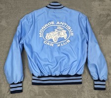 VTG Holloway Varsity Bomber Jacket Mens Large Blue Nylon Snap Lined Made in USA