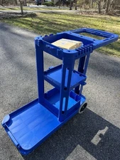 Commercial Housekeeping Janitorial cart with Vinyl Bag. Blue color