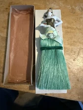 Antique Porcelain Half Doll Vanity Whisk Broom German Boudoir Brush c1920s