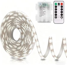 echosari Battery Operated Led Strip Lights White with Remote, 8 Cool 