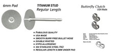 50 x 6mm Titanium Studs - Butterfly Clutch