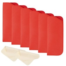 6 Pcs 3x6.9" Leather Eyeglass Cases with 2 Cleaning Clothes, Red